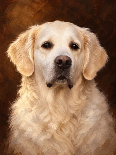 Portrait du même golden retriever dans le style Classique