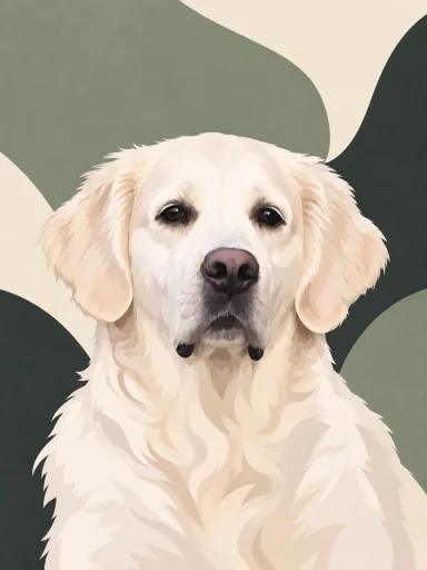Portrait du même golden retriever dans le style Moderne