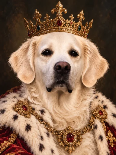 Portrait du même golden retriever dans le style Royal